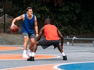 Greg Finley and Moise Morancy on court