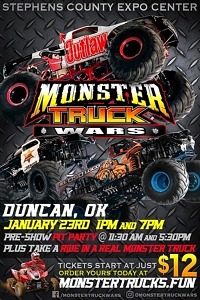 Monster Truck Wars to Entertain All Ages in Duncan This January